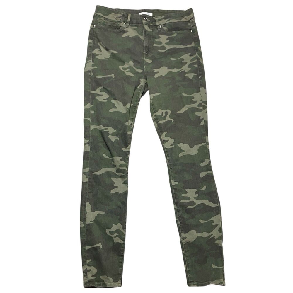 Good American Green Camo Good Legs Skinny Jeans Casual Streetwear Womens 31 x 30